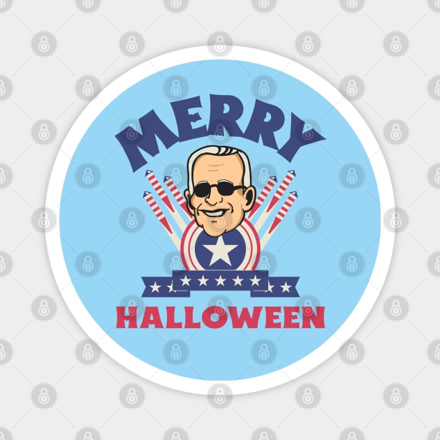 Merry Halloween - Joe Biden Funny Confused Happy 4th of July Magnet by Etopix